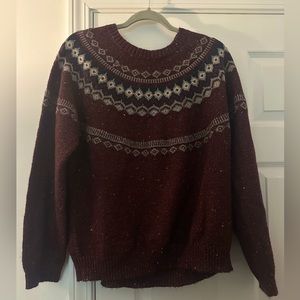 Weatherproof Vintage Ladies' Fairisle Sweater/Wine/XL
